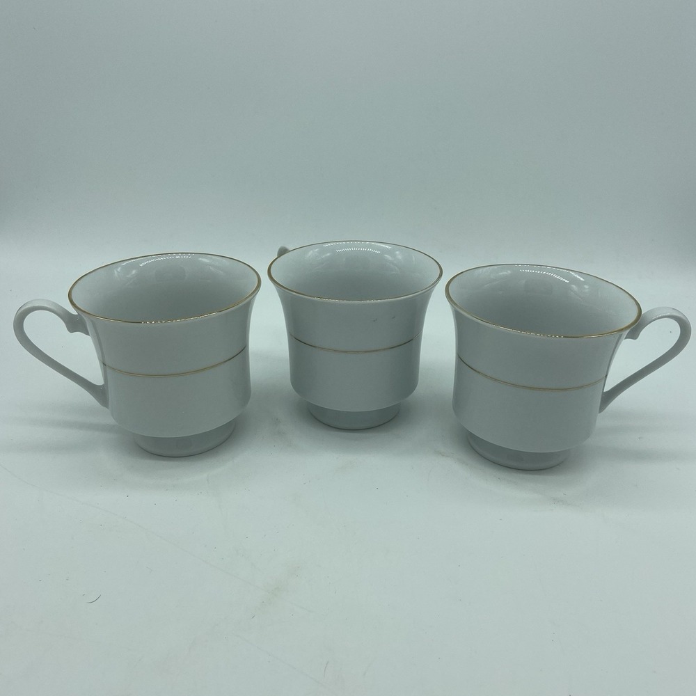 Sakura Classic Gold Cups Set Of 3 White/Gold Trim 6 Ounces 1997 Vintage EUC